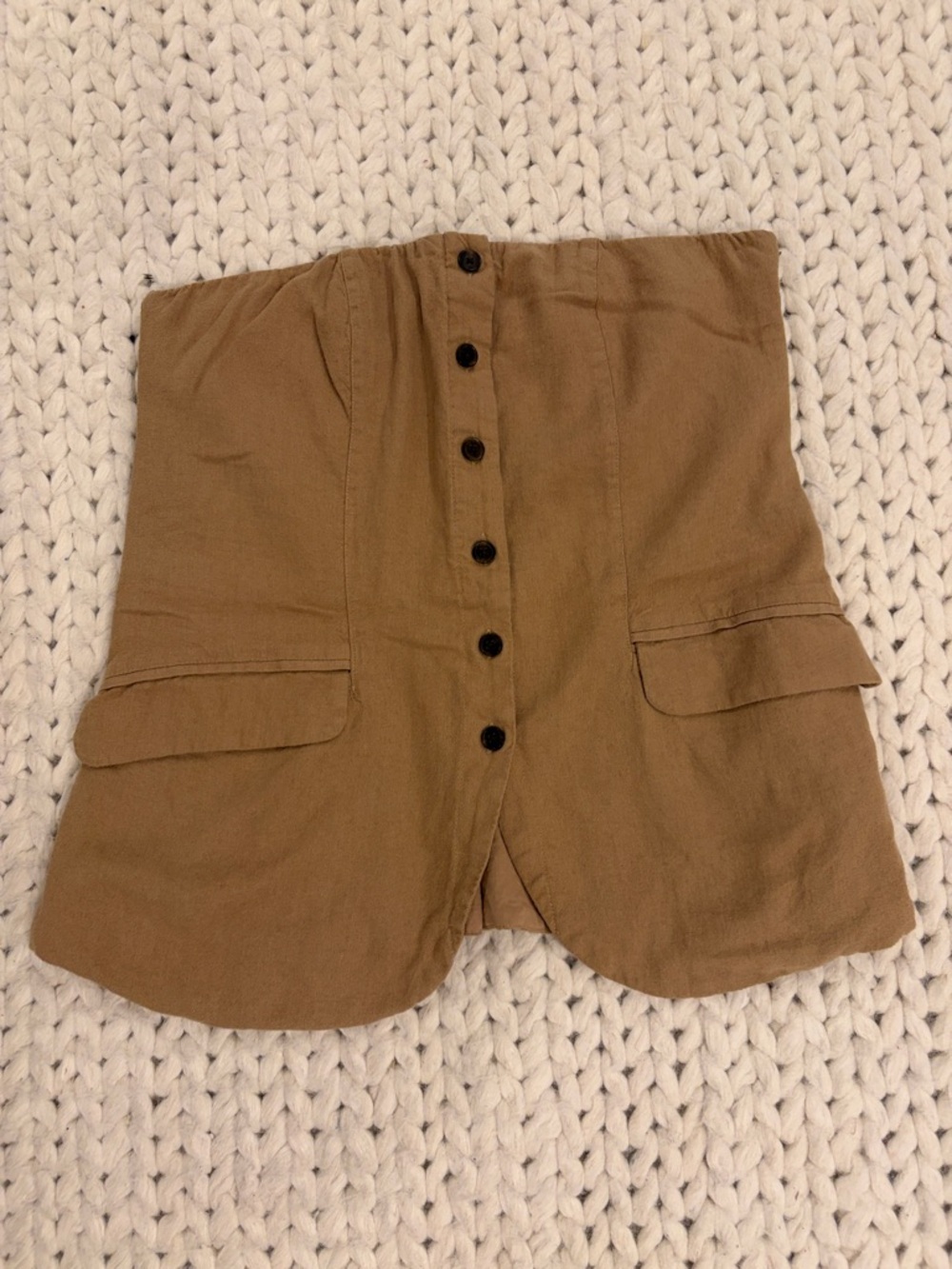 Universal Thread Tan Tube Top Vest with Ruched Back and Side Zipper.